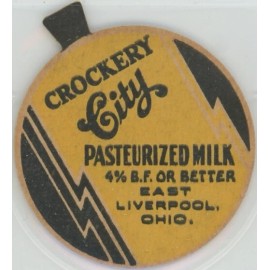 Milk Bottle Cap - Crockery City - East Liverpool, OH (Ohio) - PASTEURIZED MILK
