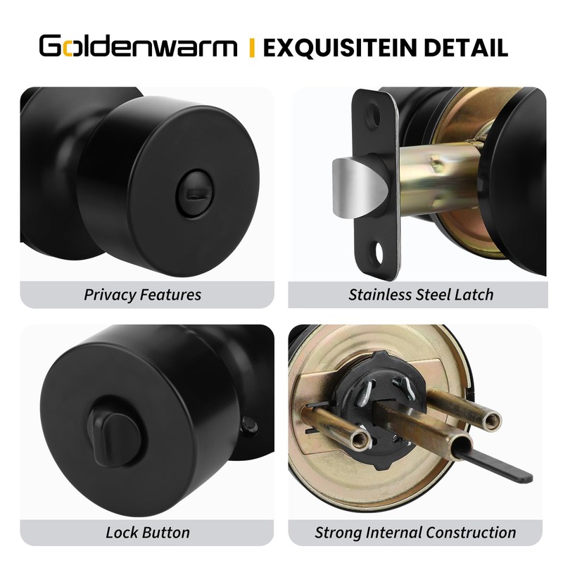 goldenwarm Black Door Knobs Interior, Privacy Door Knob Black Door