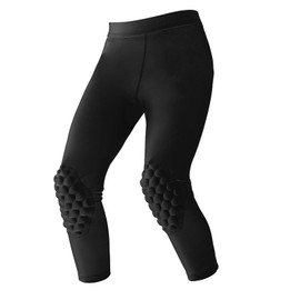 STONEKISS Youth Capri Leggings with Knee Pads and Butt Pad, Kids 3/4 Compression Tights with Knee and Butt Protection Black YL