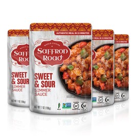 Saffron Road Sweet & Sour Simmer Sauce - Gluten Free, Halal, Non-GMO, Kosher, Vegan (7 Ounce (Pack of 4))