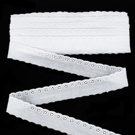 FINGERINSPIRE 15 Yards Cotton Eyelet Lace Trim 1 inch Wide White Cotton Lace Ribbon Wavy Edge Floral Embroidered Sewing Lace Trim for Dresses Clothes Tablecloth Blankets Pillow DIY Decorations