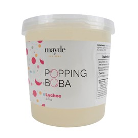 Mayde Popping Boba Pearls for Drinks, Desserts, & Breakfast Bowls (Lychee Flavor, 7 Pounds)