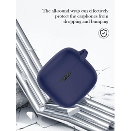 Case for JBL Tune Flex - True Wireless Noise Cancelling Earbuds,Soft Protective,BOVUGAC Silicone Case Cover with Keychain & Cleaning Kit & Lanyard for JBL Tune Flex Earbuds-Blue