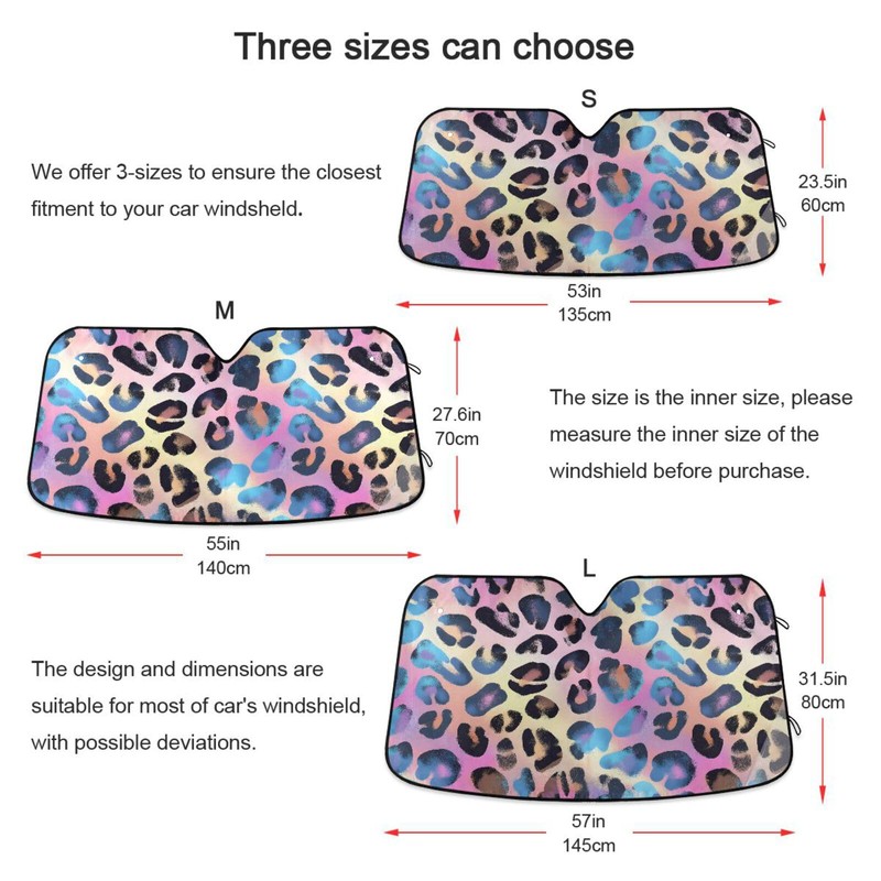 Car Windshield Sun Shade, Pattern Print Leopard Windshield Sunshades Sun