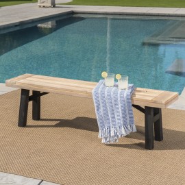 Modern Outdoor Garden Bench with Slat Panel Design and Acacia Wood Frame Natural and Grey Outdoor Furniturecolor: Grey, size: 1