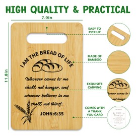 Christian Bamboo Cutting Board-I am the Bread of Life, Charcuterie Board for Kitchen decor, Christian Religious Gifts for Couple Neighbor Family Friends -14