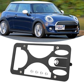 Front Bumper Tow Hook License Plate Mount Bracket Compatible with Mini Cooper (F56) 2014-2021, No Drill Plate Holder, Front License Plate Bracket