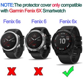 RuenTech Case Cover Compatible with Garmin Fenix 6X/6X Pro/Fenix 6X Sapphire Case Protector TPU Protective Case Frame for Fenix 6X Smart Watch (Black Tint)