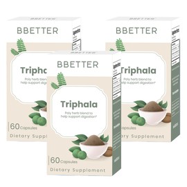 BBETTER Triphala – Ayurvedic Herbal Supplement with Amla, Haritaki & Bibhitaki – Supports Digestion, Healthy Bowel Function & Detox - 180 Capsules
