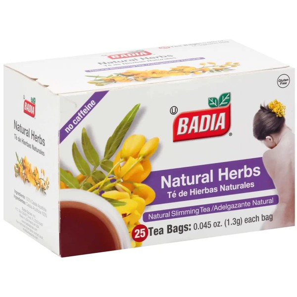 CubanFoodMarket Badia Natural Herb Tea. Total individual tea bags, 25 Count (Pack of 4)