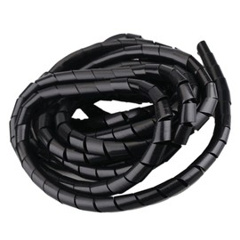 FEEIMOL Cable conduit, self-closing cable spiral, 14 mm, cable duct, cable protection, flexible cable sheath, cable management for TV, computer, black, 7 m
