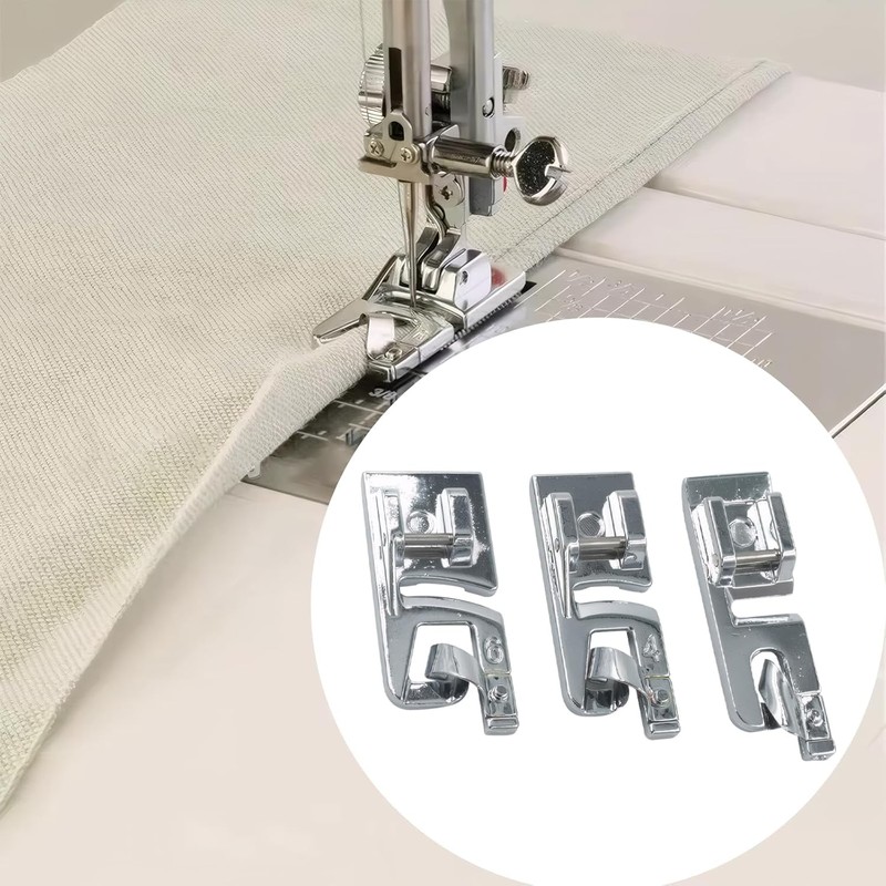 3PCS Rolled Hem Foot Set - Sewing Machine Foot Kit