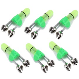 Helonge Fishing Bell and Night Light Kit, 20 Pcs Fish Bite Bait Alarm Bell with LED Light for Night Fishing (Green)