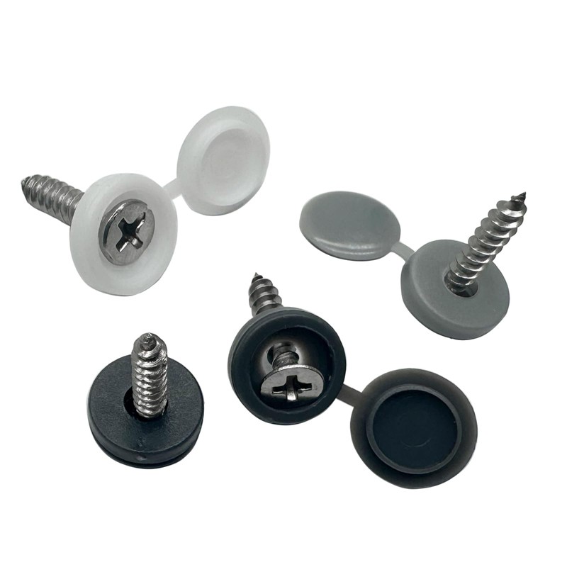 100pcs Plastic Hinged Screw Cover Caps,Screw Snap Covers Washer Flip,for