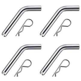 Anglechic 4 Set Trailer Hitch Pin & Clip with Grooved Head, Heavy Duty 5/8" Hitch Pin Fits 2 or 2.5 Inch Receiver, Strong Spring R Clips Prevent Slipping, Suitable for Towing, Trailer