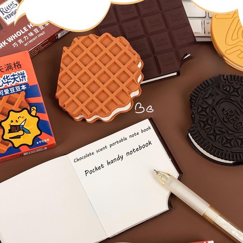 Dessert Shaped Mini Notebook Chocolate Chip Cookie Design Pocket Diary