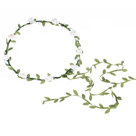 AWAYTR Fashion for Bohemian Style Wedding Flower girl Headdress Floral Flower Garland Headwear Headbands (White)