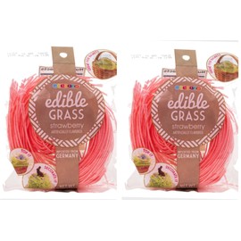 Grandys Candys Edible Easter Grass- Green Apple, Blueberry, Strawberry, & Multi Flavored Bundle-Fun and Delicious Way to Complete Your Easter Baskets -Strawberry- 2 Individual Packages of Strawberry Edible Easter Grass