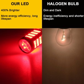 GLOFE 4014 92SMD 1156 BA15S LED Bulbs Red Brake Light, Super Bright Unique 1:1 Design, 7506 1156A 1003 1141 P21W Light Bulbs for Tail Light, Stop Brake Signal Lights, Pack of 2