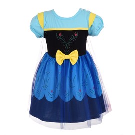 Lito Angels Princess Fancy Tulle Dress Up Costume with Cape for Kids Girls, Cotton Outfit Casual Wear, Age 2-3 Years, Blue 098