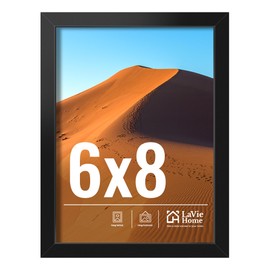 LaVie Home 6x8 Picture Frame for Wall Display, 6x8 Black Picture Frame with HD Plexiglas, 6 x 8 Frame 1 Pack, Display Frame for Vertical or Horizontal, Classic Collection