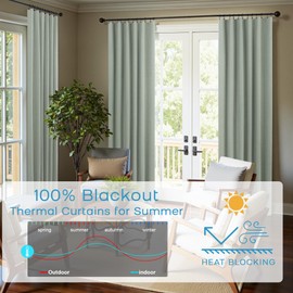 Sage Green Blackout Curtains 84 Inches Long,Boho Linen Black Out Thermal Curtains for Bedroom Living Room,Back Tab Summer Cottagecore Cottage Core Curtain 84 Inch Length 2 Panels Set,Light Green