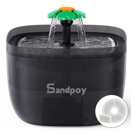 Sandpoy Cat Water Fountain, 67oz/2L Cat Fountains for Drinking - Pet Water Fountain - Ultra Silent - Cat Drinking Fountain for Cats (Black)