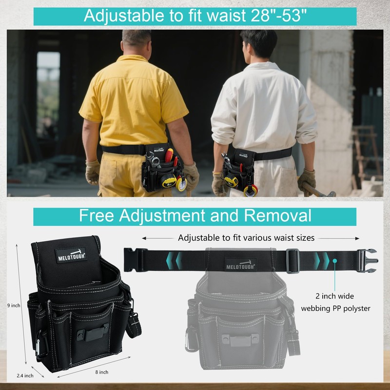 MELOTOUGH Electrician Tool Pouch with Belt Clip, 2 Inch Heavy