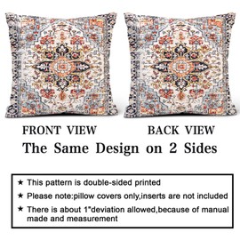 Fjdcslwx Boho Throw Pillow Covers 20x20 inch Set of 2 Monaco Rug Persian Carpet Double Sided Pattern Cotton Soft Pillow Case Cushion Cover Pillowcase for Couch Sofa Bed Decorative(Boho 7)