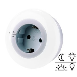 revolt Twilight Light: LED Night Light with Twilight Sensor and Socket, White (Dusk Light Socket, Night Light Lamps, Sockets)