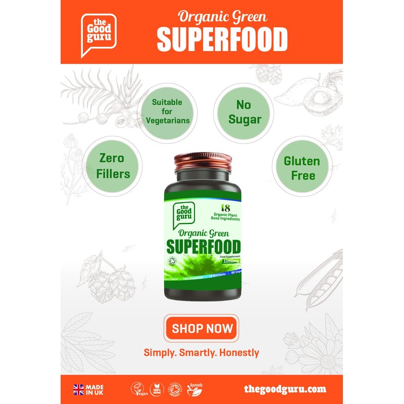 The Good Guru Organic Green Superfood Supplement Capsules - 90