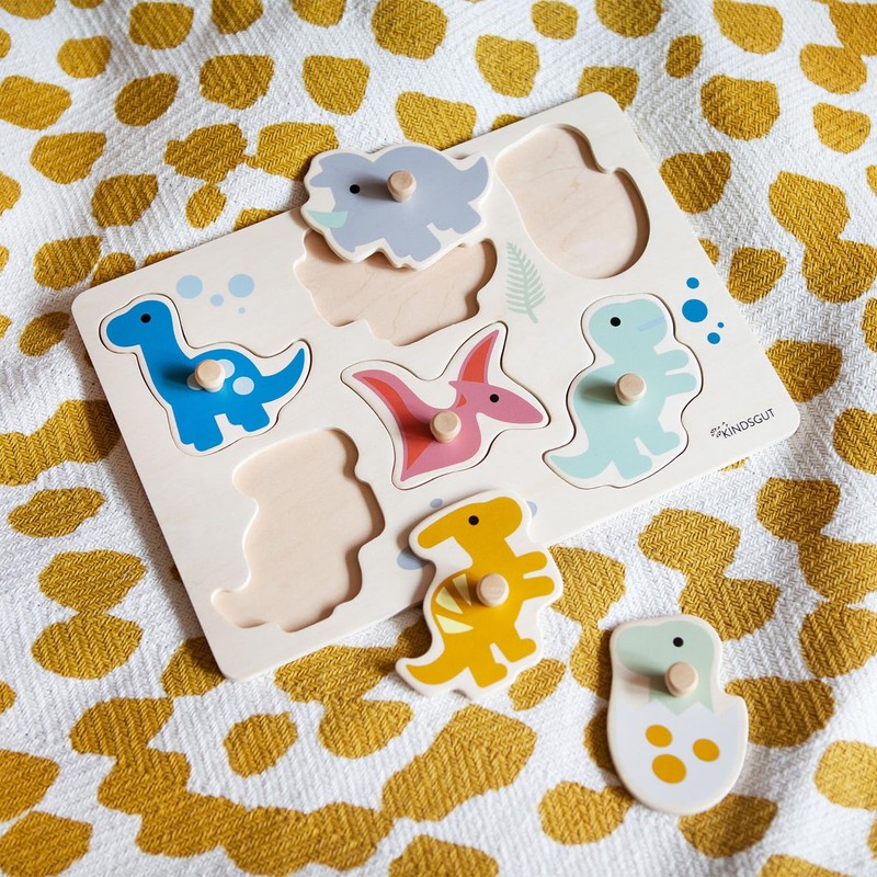 Kindsgut Steckpuzzle aus Holz, Lernspielzeug für Kleinkinder, Spielzeug aus hochwertiger