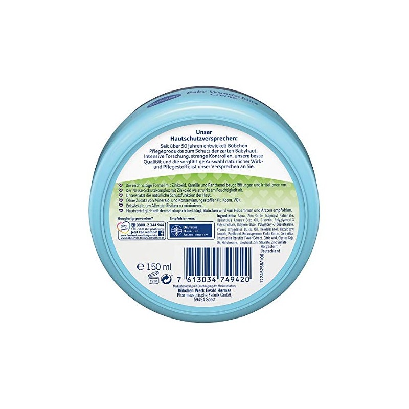 Bübchen Baby Wound Protection Cream, 4 Pack (4 x 150ml)