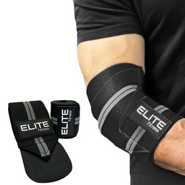 Coderas para gimnasio y levantamiento de pesas, vendas de codo para gym (Gris)