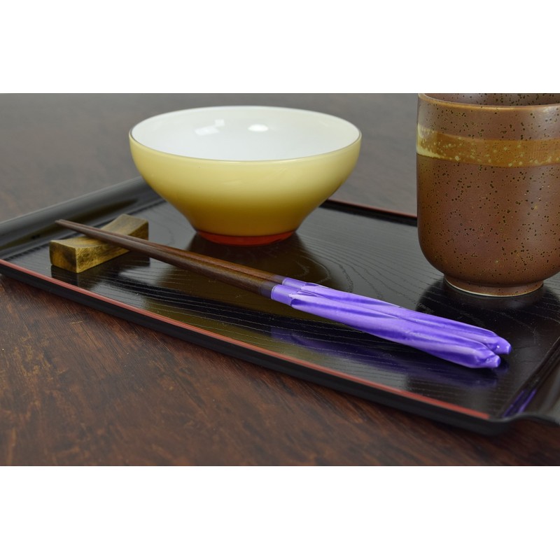 Aoba Chopsticks Natural Wood, Candy Ball Thread, Purple, 9.1 inches