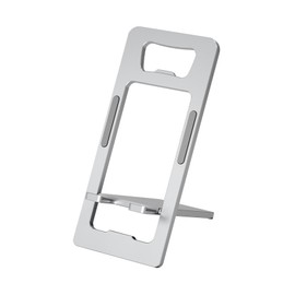 FamGift Smartphone Stand, Foldable, Thin, Lightweight, Portable, Compact Storage, Convenient to Carry, Aluminum Alloy, Small Holder, Adjustable Angle, Compatible with Various Cell Phone Models, Silver