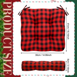 Geetery 4 Pack Chair Cushions for Dining Chair Kitchen Seat Pads with Ties Buffalo Plaid Soft Comfy Square Seat Pads for Home, Outdoor, Patio, Room (Wine Red,White)