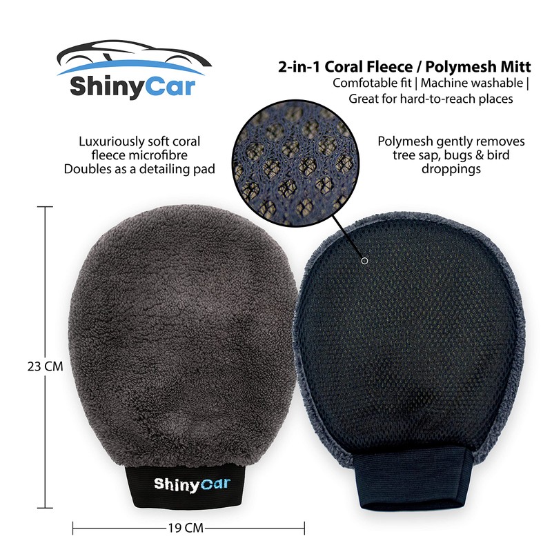 ShinyCar® UK: Premium 2x Professional Car Wash Mitts: Microfibre Noodle