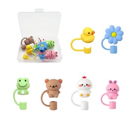 6 Pcs Straw Caps Cute Reusable Straw Topper 10mm Reusable Straw Tips Lids Dust-Proof Topper