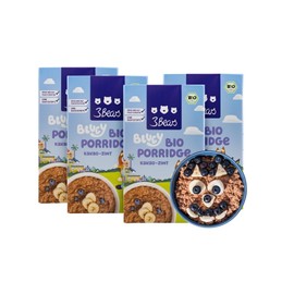3Bears Bluey Organic Porridge - Cocoa Cinnamon | 4 x 400 g Vegan Porridge for Children with Oat Whole Grain Flakes, Cocoa & Cinnamon | No Additives and with the Sweetness of Fruit Ingredients