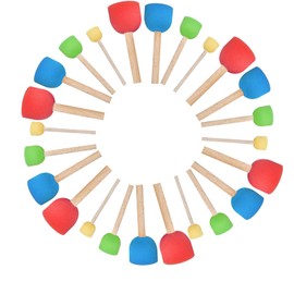 ieron 24pcs Round Sponge Brush Set Foam Brush Sponge Painting Tools with Wooden Handles for Arts and Crafts