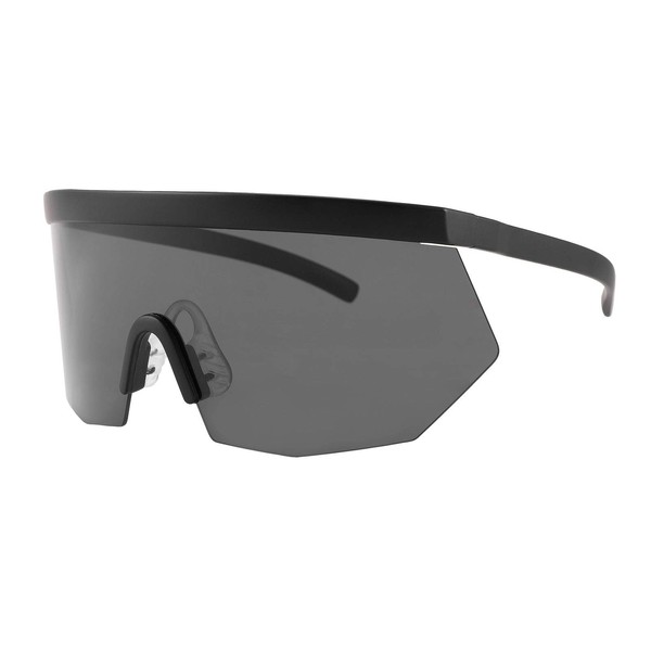 FEISEDY Oversized Flat Top Shield Glasses Mirrored Lens Semi Rimless