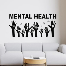 Vinyl Wall Decal Mental Health Care Banner Thinking Logic Stickers Mural (g9998) Black