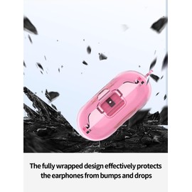 Compatible with Beats Powerbeats Pro 2 Wireless Headphones，True Wireless Noise Cancelling Earbuds,Clear TPU Full Body Shockproof Protective Integrated Switch housing Cover with Lanyard,Clear Pink
