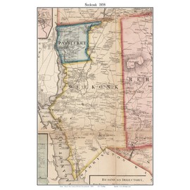 Seekonk 1858 Old Town Map with Homeowner Names Massachusetts - Reprint Bristol Co. MA TM