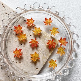 50 PCS Fall Nails Charms 3D Resin Maple Leaf Nail Art Supplies for Acrylic Nails Red Yellow Maple Leave Nail Gems and Charms Leaf Art Charms for Women Autumn DIY Nail Art Decoration Accessories