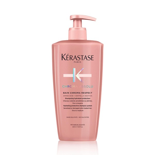 Kérastase Nourishing Shampoo for Damaged and Coloured Hair, For More Shine and Suppleness, Bain Chroma Respect, Chroma Absolute 500 ml