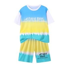 JiAmy Kids Sports Outfit Set Breathable Athletic Clothes for Boys & Girls Active Play Running Training Blue 5-6 Years