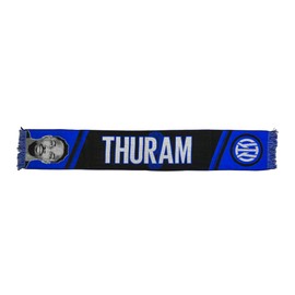 Inter, Sciarpa Jacquard dedicata al giocatore Marcus Thuram, 100% Acrilico, Nero/Blu/Bianco, 135x22cm