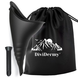 DiviDermy Urinella for Women, Reusable Urinella, Portable Women's Urinal, Foldable Urinal with Extension Tube, Women's Urinal for Camping, Travel, Hiking, Mountaineering, Black